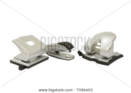 Hole Punchers And Stapler Isolated