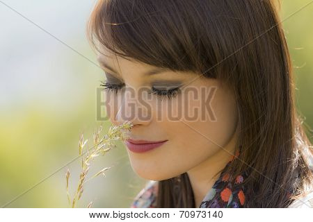 Beautiful Happy Girl Is In Love With Nature