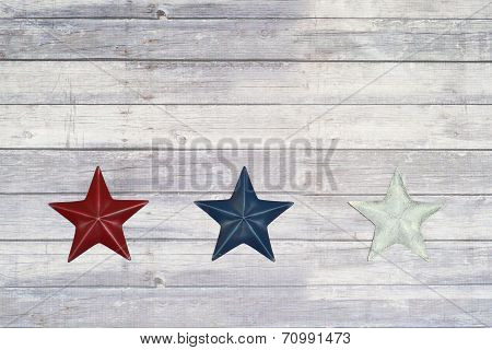 red white and blue star on wood floor