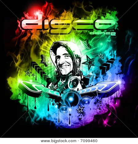 Fondo de noche de discoteca con Dj forma y atmósfera mágica