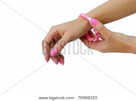 Beautiful Pink Bracelet On A Hand