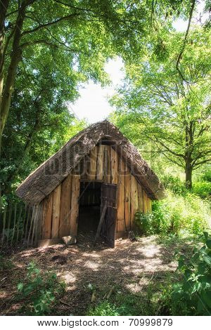 18Th Century Medieval Woodcutters Shed In Woodland Setting