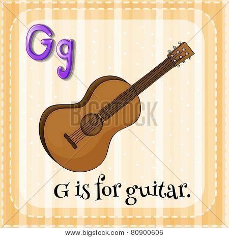 Illustration of a letter G is for guitar