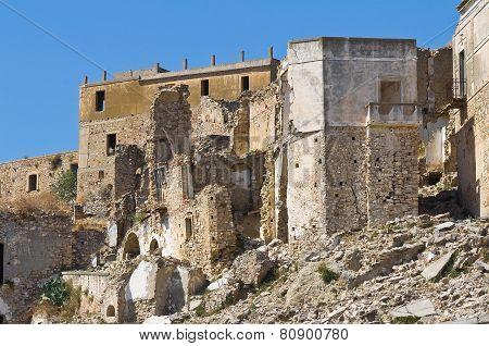 Panoramic view of Craco. Basilicata. Southern Italy.