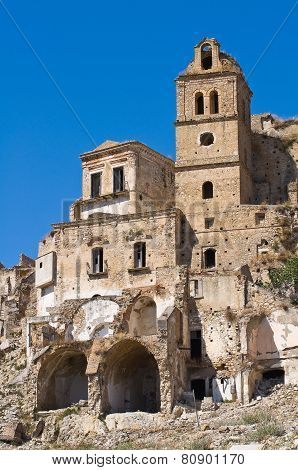 Panoramic view of Craco. Basilicata. Southern Italy.