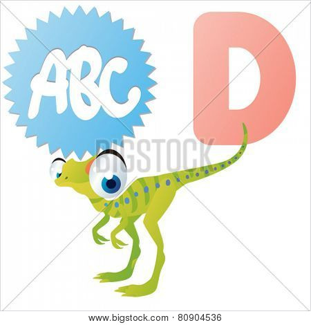 D is for vector cartoon Dinosaur isolated 