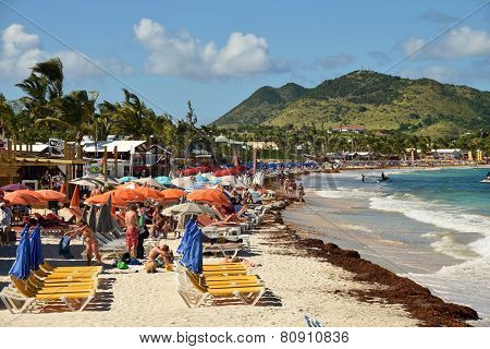 Tourists On Orient Beach St Maarten