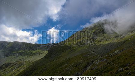 Way to Moldoveanu Peak, the highest peak in Romanian Carpathians