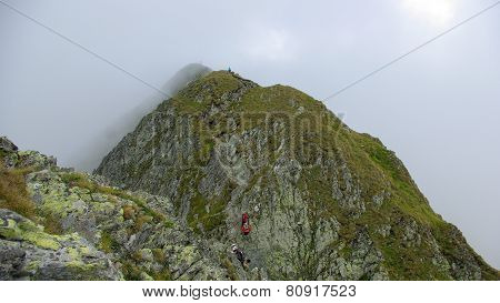 Way to Moldoveanu Peak, the highest peak in Romanian Carpathians