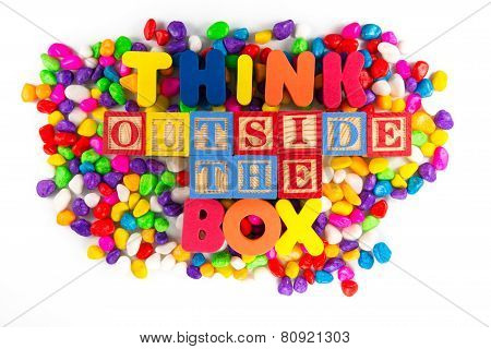 Thinkd Outside The Box Word In Colorful Stone
