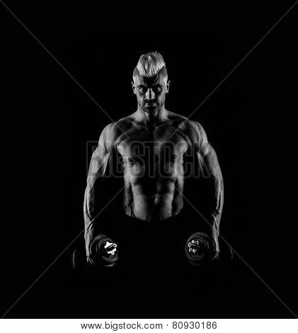 Strong Male Abs In Black And White