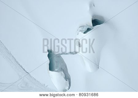 Crevasse Nearby Jungfraujoch In Alps In Switzerland