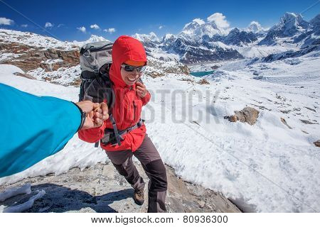 Hiker On The Trek In Himalayas, Khumbu Valley, Nepal