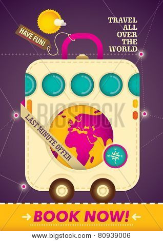 Comic travel background. Vector illustration.