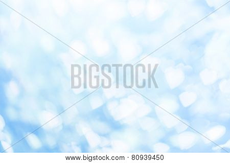 Light blue and white heart bokeh