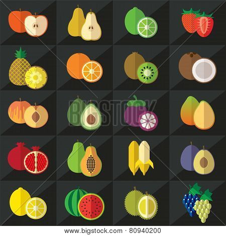 Fruits Icons Set Vector