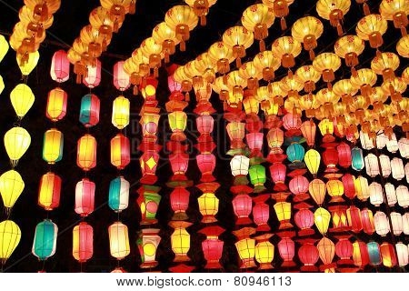 lanna lamp style in loykratong festival , chiangmai thailand