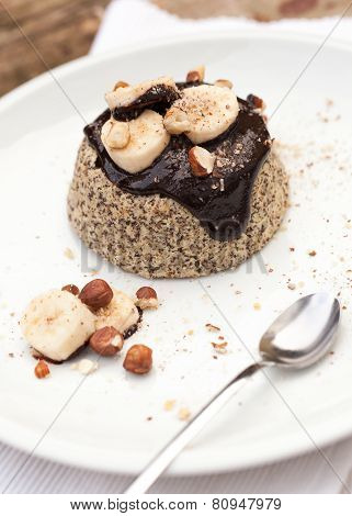 Healthy Paleo Cake With Dark Chocolate, Banana And Hazelnuts
