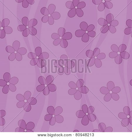 Seamless floral violet pattern with soft waves