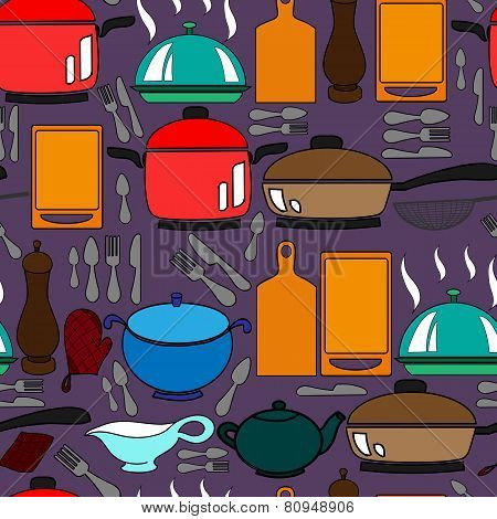 Seamless Pattern With Kitchen Utensils