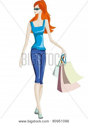 The girl goes shopping