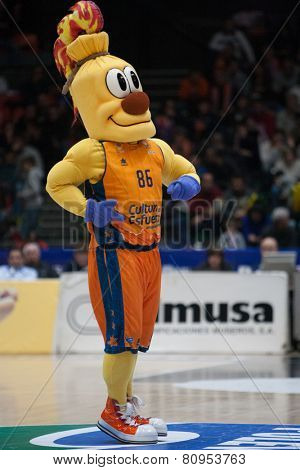 VALENCIA, SPAIN - JANUARY 21: Valencia Team mascot during Eurocup match between Valencia Basket Club and CSU Asesoft at Fonteta Stadium on January 21, 2015 in Valencia, Spain