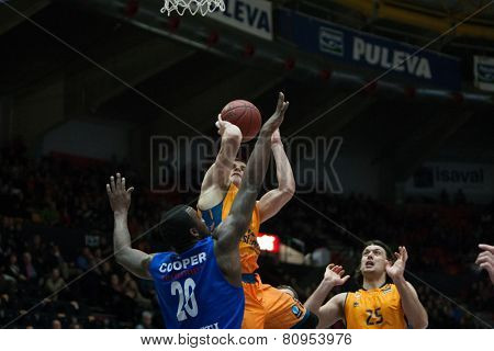 VALENCIA, SPAIN - JANUARY 21: Nedovic with ball during Eurocup match between Valencia Basket Club and CSU Asesoft at Fonteta Stadium on January 21, 2015 in Valencia, Spain