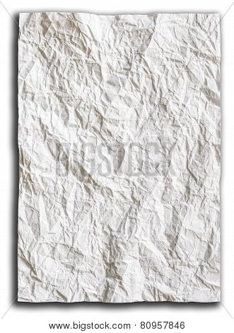 Wrinkled Paper Background On White Background