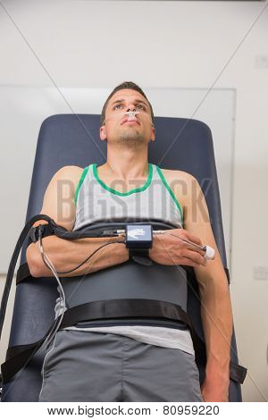 Man strapped to gurney to find out his BMR at the medical centre