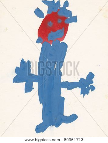 Picture Of Ghost (witch, Bugaboo) - Original Kid Tempera Painting