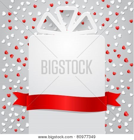 Empty Gift Box With Ribbon And Confetti
