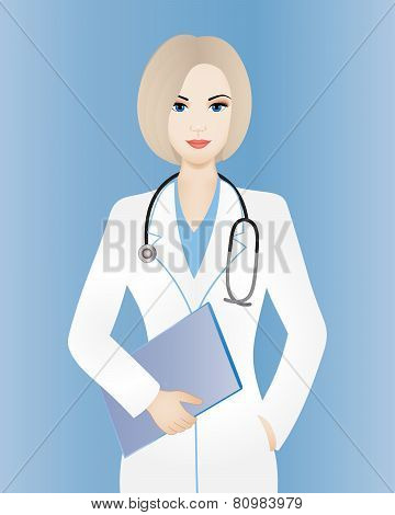 Female doctor with clipboard
