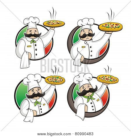 Chef pizza vector