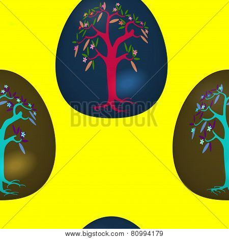Seamless pattern with decorated Easter eggs
