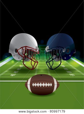 American Football Helmets Clashing On Football Field