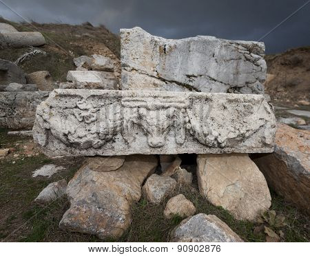 Stone Piece With Ram Head