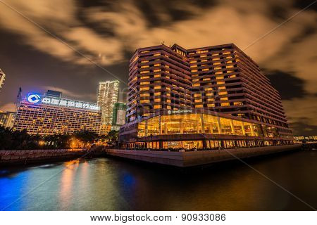 Hong Kong - JULY 27, 2014: Intercontinental Hotel on July 27 in China, Hong Kong. Intercontinental Hotel is a luxury hotel in Hong Kong