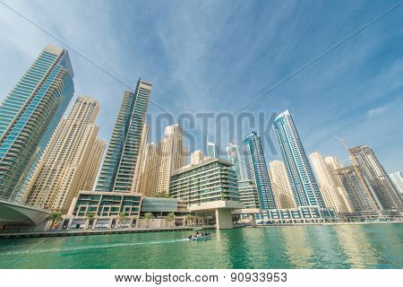 Dubai - JANUARY 10, 2015: Marina district on January 10 in UAE, Dubai. Marina district is popular residential area in Dubai