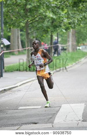 Piacenza, Italy. May 3, 2015: Placentia Half Marathon - One of the top runners.
