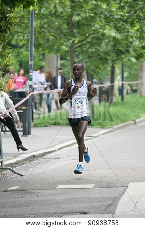 Piacenza, Italy. May 3, 2015: Placentia Half Marathon - One of the top runners.