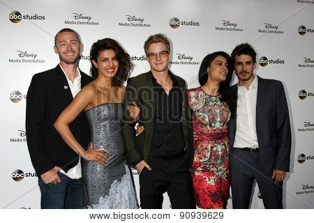 LOS ANGELES - MAY 17:  Jake McLaughlin, Priyanka Chopra, Graham Rogers, Yasmine Al Massri, Tate Ellington at the ABC International Upfronts 2015 at the Disney Studios on May 17, 2015 in Burbank, CA