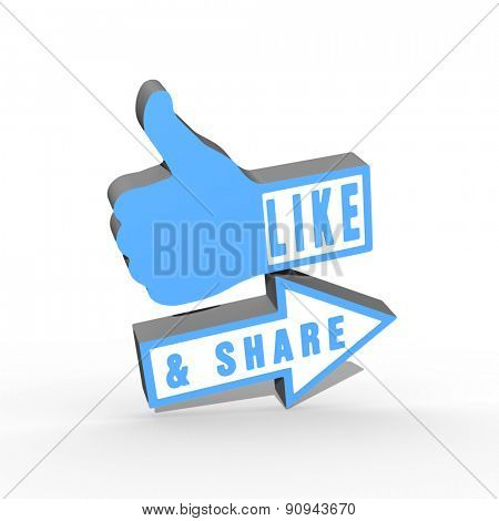 Like and Share Thumb Up blue on white