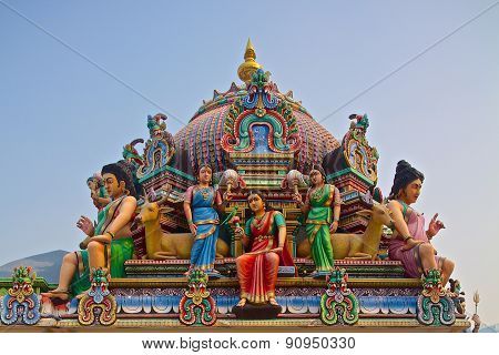 Hindu Gods On A Temple Roof