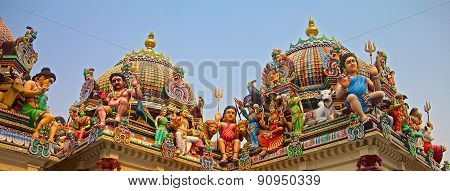 Hindu Gods On A Temple Roof