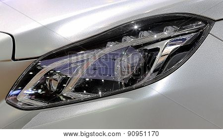 Close Up Headlights Of Mercedes Benz