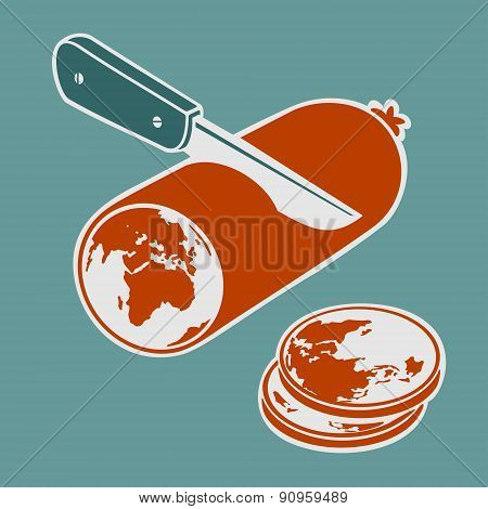World cut into pieces