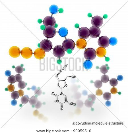 Zidovudine (azidothymidine, Retrovir) Molecule Structure