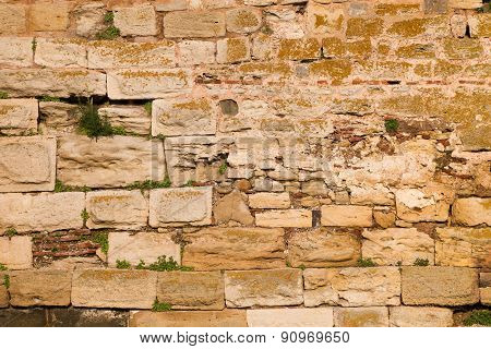 Medieval stone wall from an ancient fortress