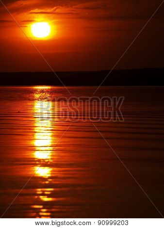 Summer Sunset On Lake