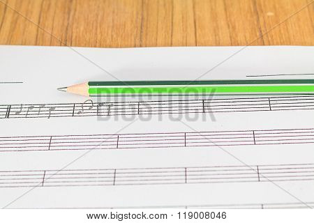 Music Notes And Pencil